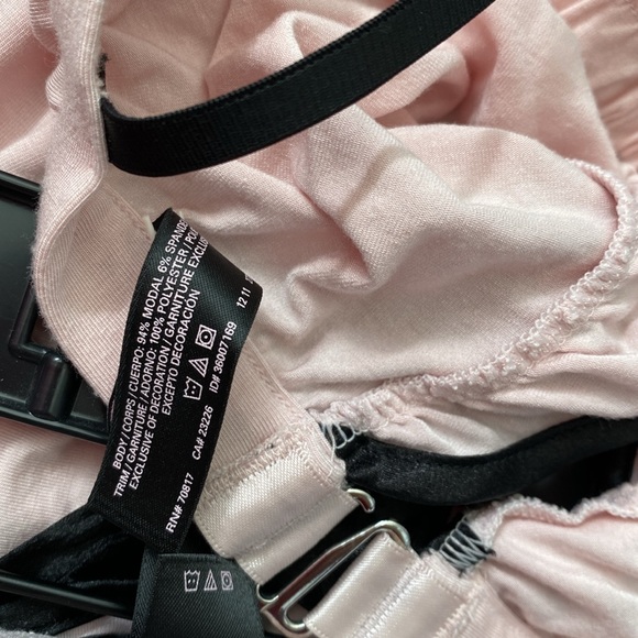 Victoria’s Secret pink ruffled babydoll chemise with black trim. S/P - Picture 10 of 10